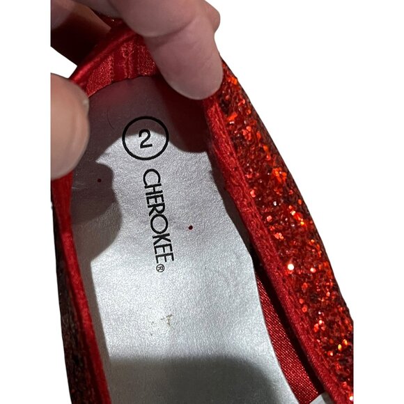Red Glitter Cherokee Girls Ballet Flats Size 2 - Picture 3 of 4